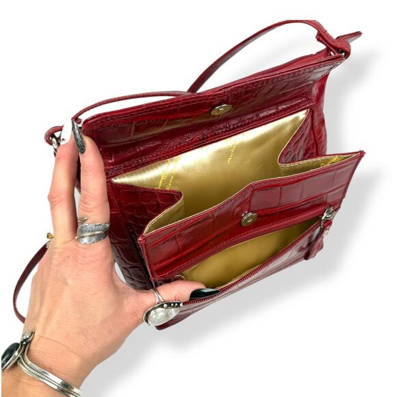 90's designer red crocodile leather bag by MICHAEL ROME DESIGNS - Picture 11 of 16